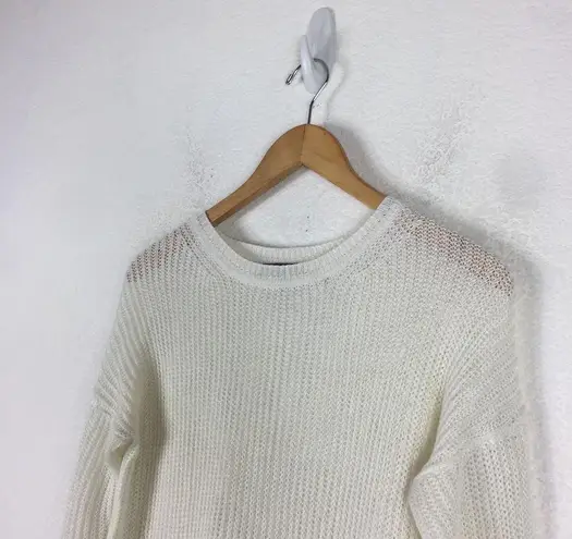 Vince  Linen White Navy Colorblock Open Knit Oversized Sweater XS