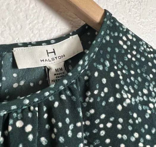 H by Halston Green Scattered Dots Print Long Sleeve A-Line Dress Size M NWT