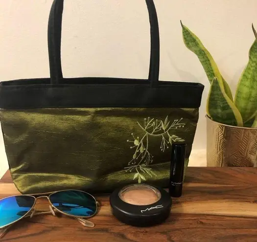 Black and Green Taffeta Evening Bag