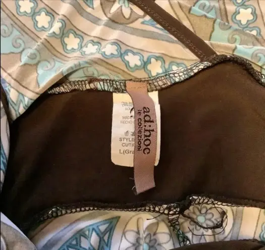 Ad HOC Vintage Y2k Paisley Brown Blue Retro Dress Size Large Womens