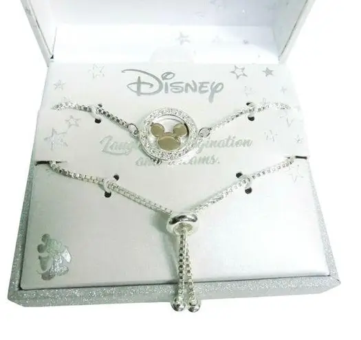 NEW LA Rocks DISNEY BOLO BRACELET Laughter Imagination Dreams Silver Plate 1 sz