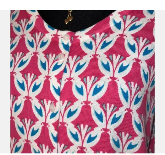 Le Tigre Sz L Vintage Button Down Knit Cardigan Sweater Top Butterfly Print