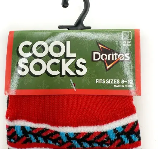 Doritos Crew Socks Mens Womens Christmas Holiday Snowflakes Fun Novelty Gift Black