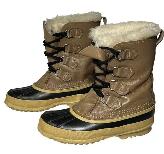 Sorel  Manitou Boots Womens 5 Tan Waterproof Leather Snow Rain Outdoor Winter