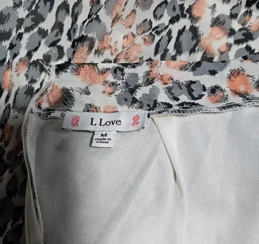 L. Love Pastel Leopard Print Ruched Modi Skirt Size Medium