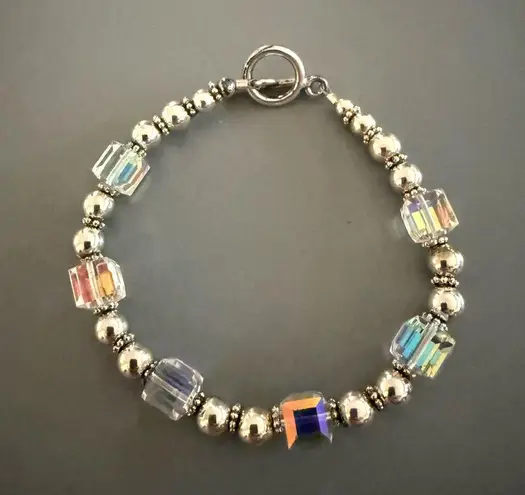 Sterling Silver Aurora Borealis Crystal Bracelet
