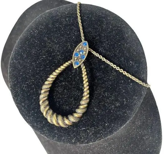 None Medieval Fantasy Egyptian Teardrop Rope Pendant Necklace Blue Stones Extender
