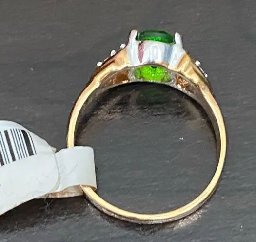 Vintage Emerald Green Birthstone Cubic Zirconia CZ Stone Gold