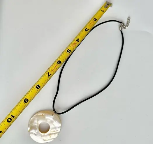 Abalone circle pendant necklace on cord