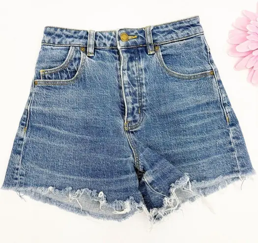 Rolla’s Original Short High Rise Cut Off Medium Juliet Wash Blue Denim Shorts Size 24