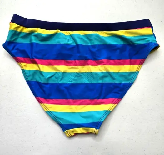 American Eagle  Blue Striped Bikini Bottoms Swimwear Swimsuit Size Medium