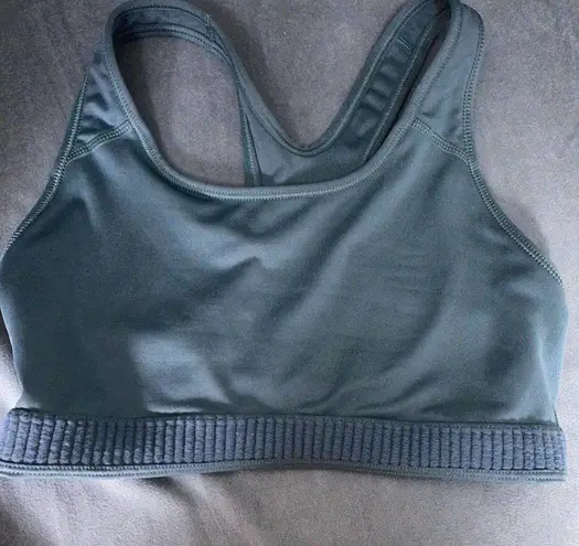Nike  Dri-Fit Sports Bra Size XS White Swoosh Teal Dark Sage Green Pullover