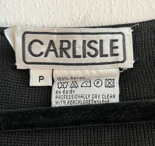 Carlisle Top Black Long Sleeve Scoop Blouse Sz P EUC Vintage XS/S Vintage