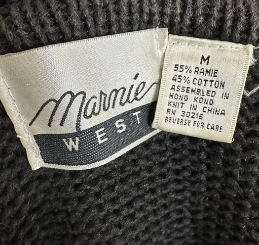 MARNIE WEST Vintage Black Gold Beaded Sweater Size M Size M