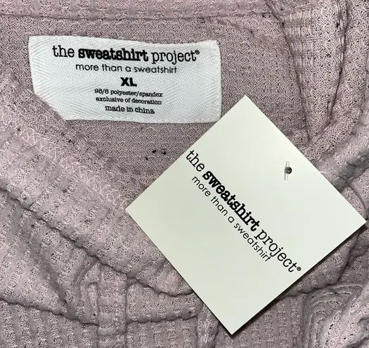 The Sweatshirt Project NWT XL Pink Cowl Neck Thermal Waffle Knit Pullover Top
