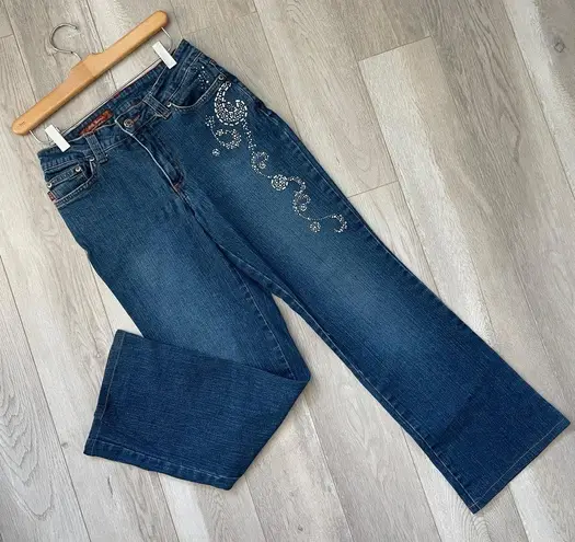 Vintage Flare Jeans rhinestone paisley mid