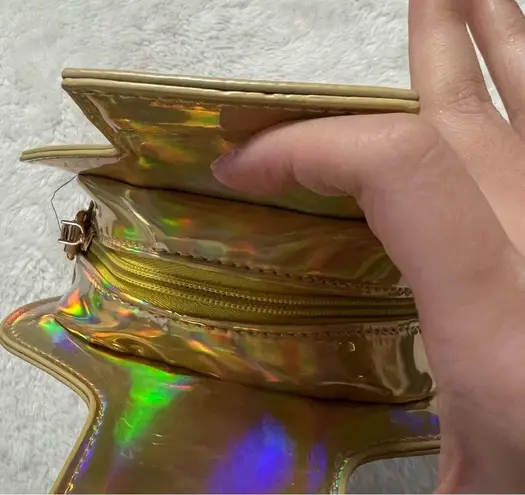Boutique tequilla holographic crossbody bag gold