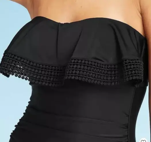 Kona Sol Crochet Ruffle Bandeau One Piece