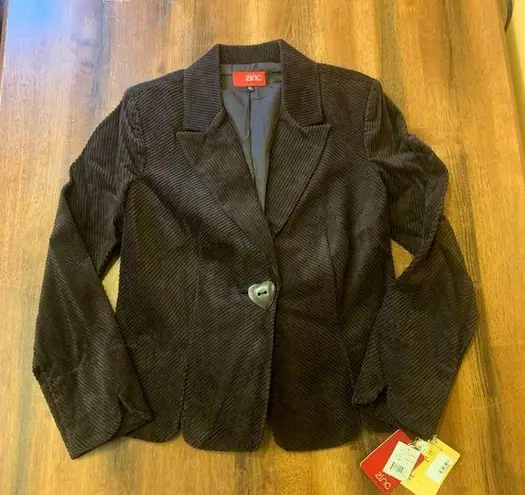 Zinc NWT Blazer XL Dark Brown Corduroy Brown Wooden Heart Button Notched Lapels