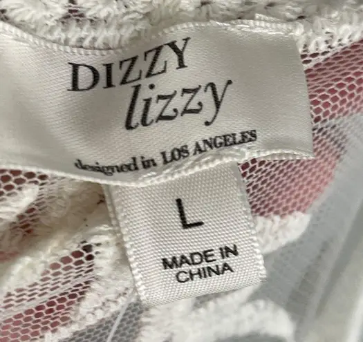 NWT Dizzy Lizzy Women's Sheer Lace Cream Embroidered Mesh Flyaway Kimono White Size L