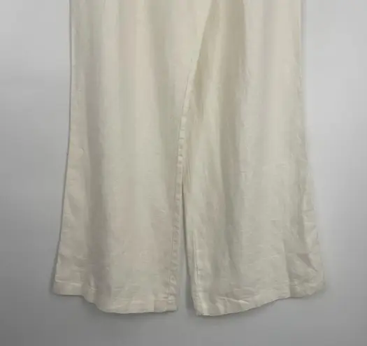Halston Heritage Halston Women's Cream Linen Wide Leg Pleated High Rise Trousers Pant Size US 8