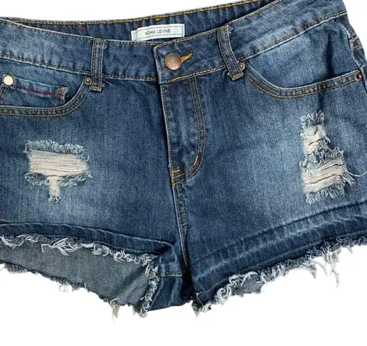 Adam Levine Mid Rise Distressed Shorts 28 Med Wash Cut Off Button Zip 5 Pocket