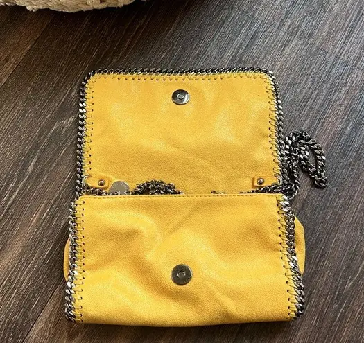 Stella McCartney ‘Falabella Shaggy Deer Faux Leather Chain Crossbody Bag Yellow