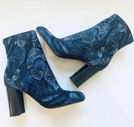 Valentino Garavani Valentino blue floral tapestry ankle boots