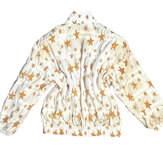 Russell VTG  Imports Open Front Full Zip Stars Windbreaker Jacket White Gold XL