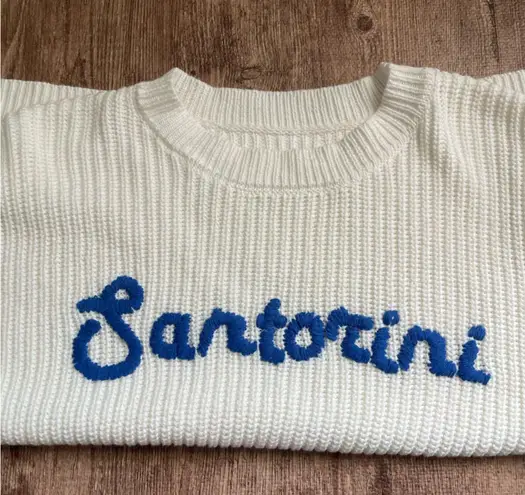 Santorini Stitch Crewneck Pullover Size Medium Blue