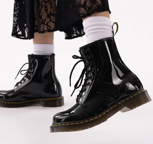 Dr. Martens 1460 Bex Patent Leather Lace Up Ankle Work Boots Utility Grunge 10