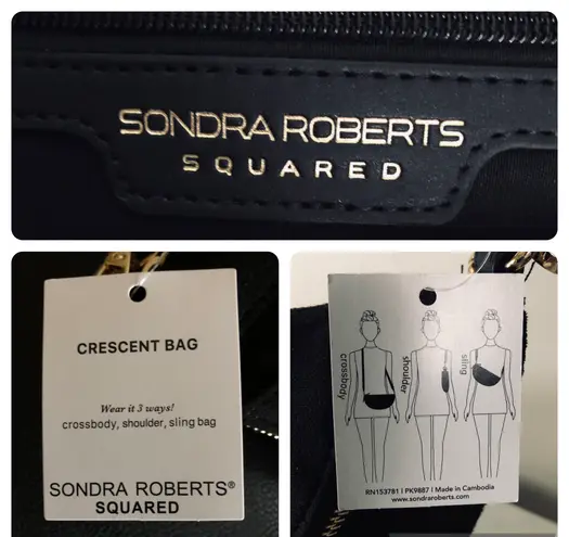 Sondra Roberts Black Faux Suede 3 Way Bag