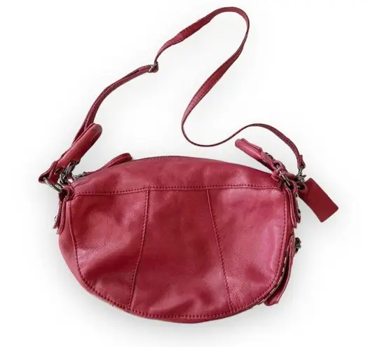 Linea Pelle Dark Red Leather Duffle Crossbody Bag
