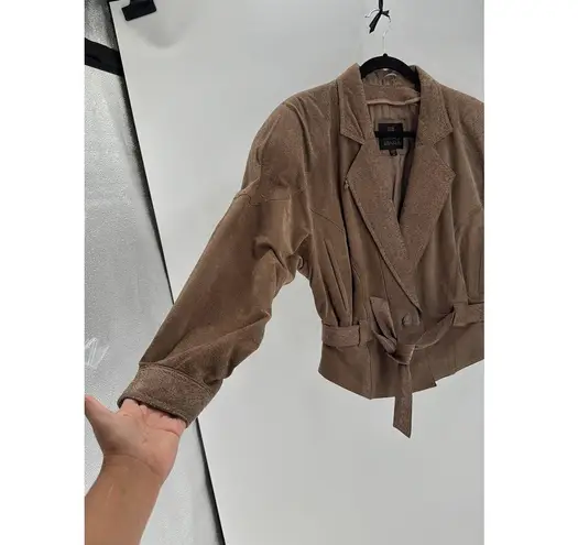 Vintage 80s Byrnes & Baker Belted suede Jacket Size Medium western NFR beige