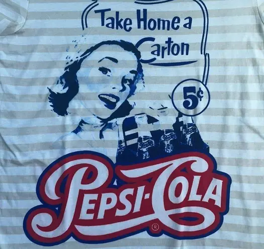 Pepsi -Cola Vintage Women's Crew Neck Short Sleeve Pullover Striped Tee XXL