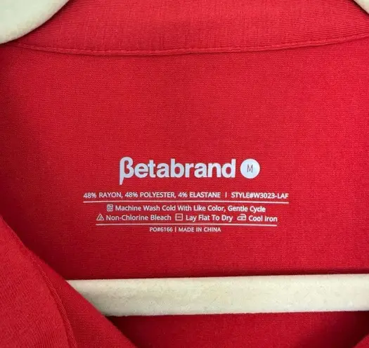 Betabrand Women’s Medium Red Short Sleeve Top Blouse Stretchy