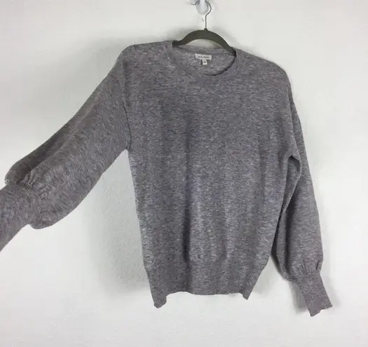 Anthropologie  Ella Moss Maggie Heather Grey Puff Sleeve Knit Sweater Small