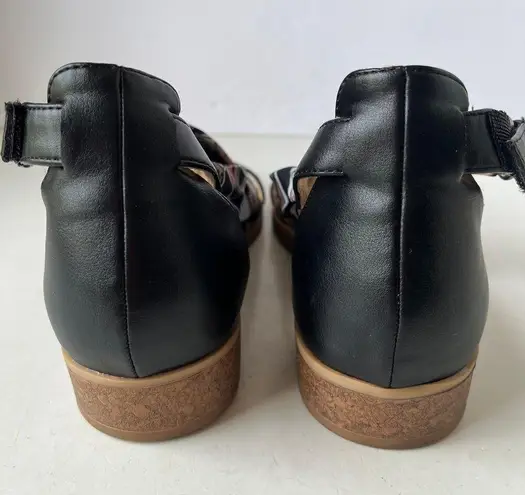 Naturalizer Ivette Cross Strap Womens Sandals Size 9.5M Black Fabric Cork Wedge