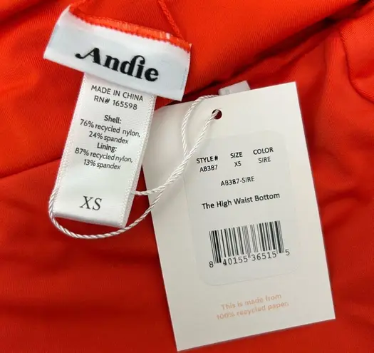 ANDIE NWT  Swim The High Waist Bottom Bikini Bottoms Siren Orange Size XS