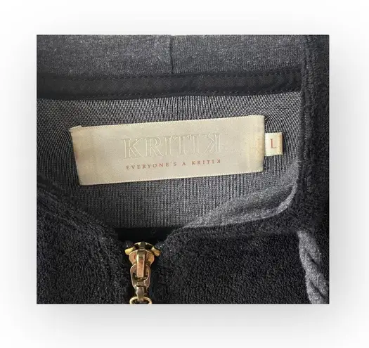 Y2K: new Kritik Nola Terry Juicy Zipper Kangaroo Pocket Hoodie Black L Size L