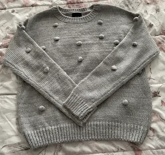 Lumière Lumiere Light Gray Popcorn Crewneck Long Sleeve Sweater, size L 