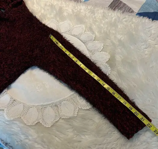 Lira Oversized Chunky Knit Hooded Sweater Women’s Size Large Boxy Fit Red Black