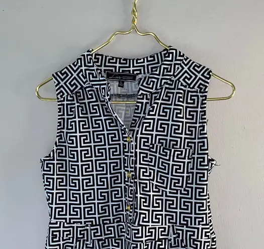 Elegant Black and White Geometric Jumpsuit Size L