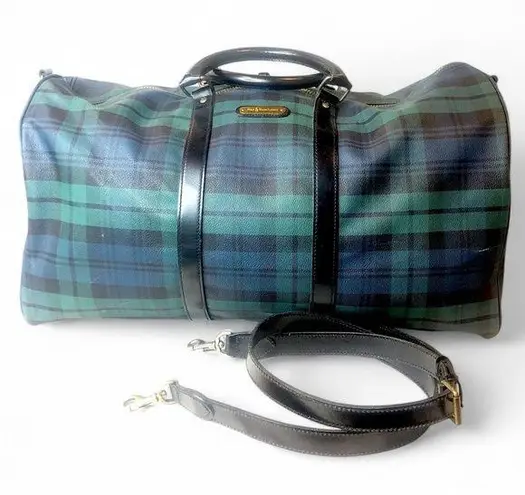 Ralph Lauren Black Watch Plaid Boston Overnight Travel Carry-On Duffle Bag 55cm