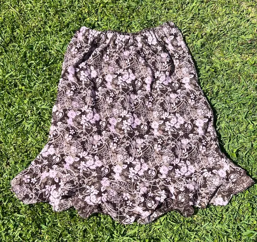 Y2K Brown Cottage Core Reversible Maxi Skirt