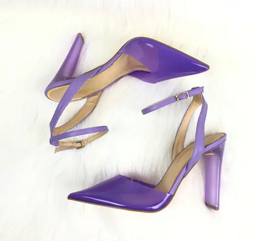Cathy Din Evalina Translucent Slingback Heel Pointed Toe Sandals Lilac Size 7.5