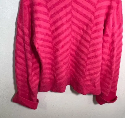 Belldini Mock Neck Sweater Pink Chevron Fuzzy Eyelash Size M