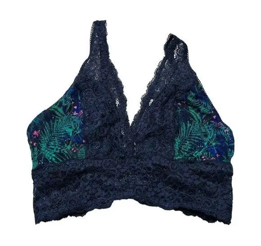 Soma Blue and Green Lace Bra bralette XS Teal Floral Design