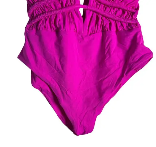 BECCA by Rebecca virtue Shirred Front Sarai Pink One Piece Swimsuit Size Large