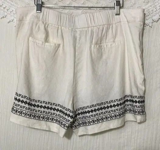 Apt. 9  Linen Blend Embroidered Casual Shorts XL